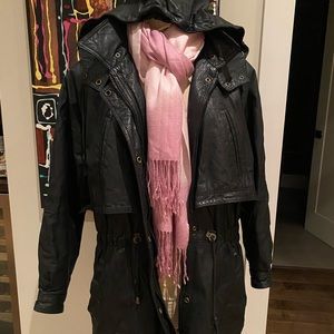 Hooded Leather Trench Coat